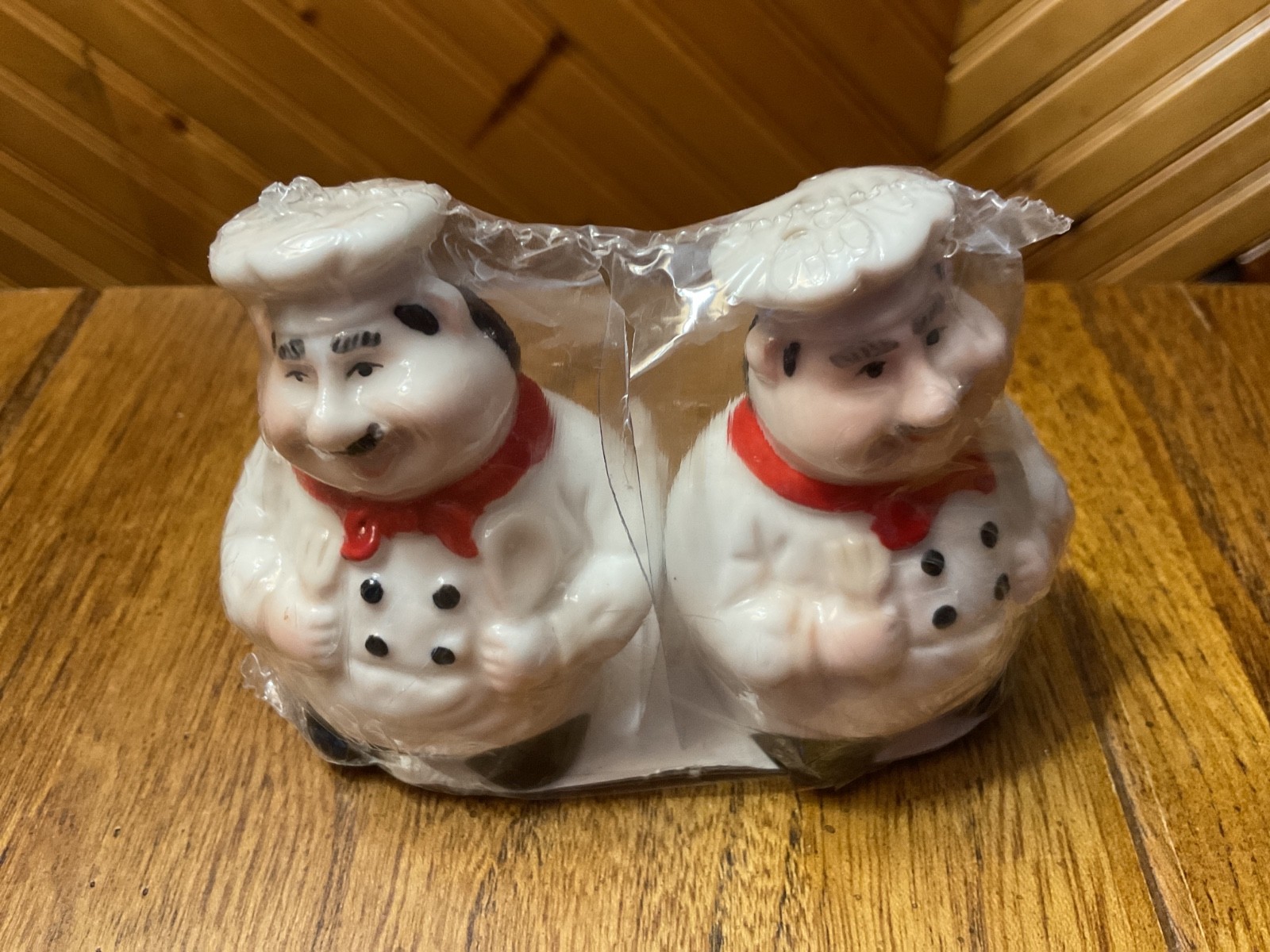 Vintage 1970's Sealed Set of Chef Salt & Pepper Shakers / New 