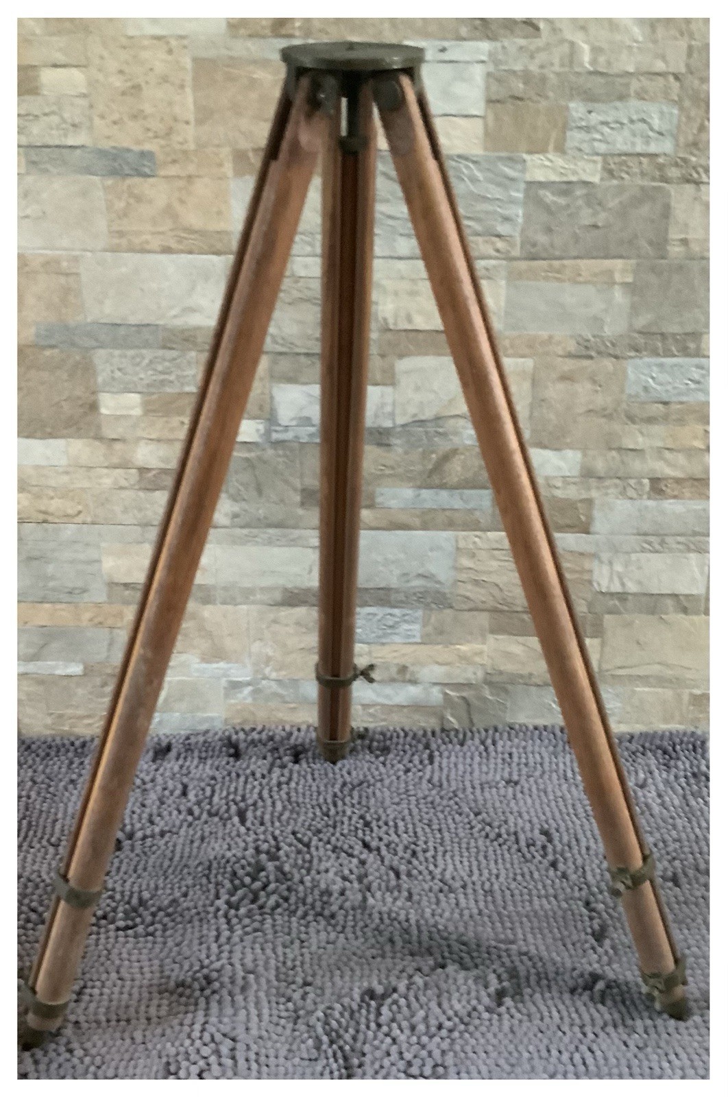 Antique Wooden Surveying Tripod Stand Brass Hardware-Extends 5’-Marked Geo Hess