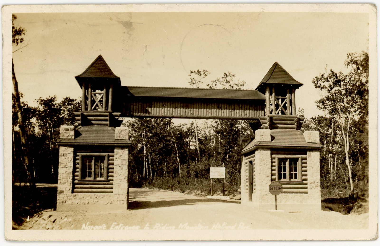 1933 Riding Mountain National Park North Entrance RPPC Winnipeg Manitoba Canada