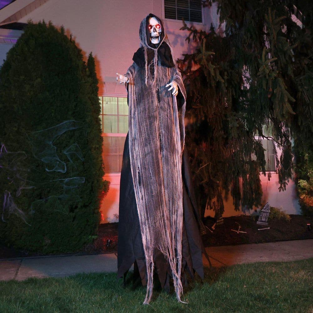 Haunted Hill Farm 7.1 FT Animated LED Reaper Halloween Animatronic Sound Activat
