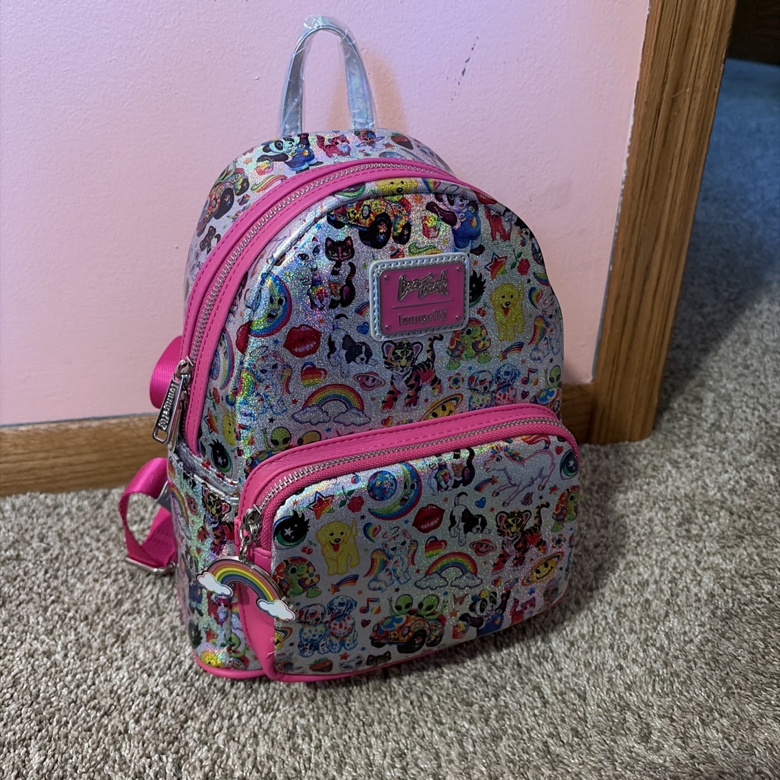 Loungefly X Lisa Frank Iridescent Holographic Mini Backpack NWT