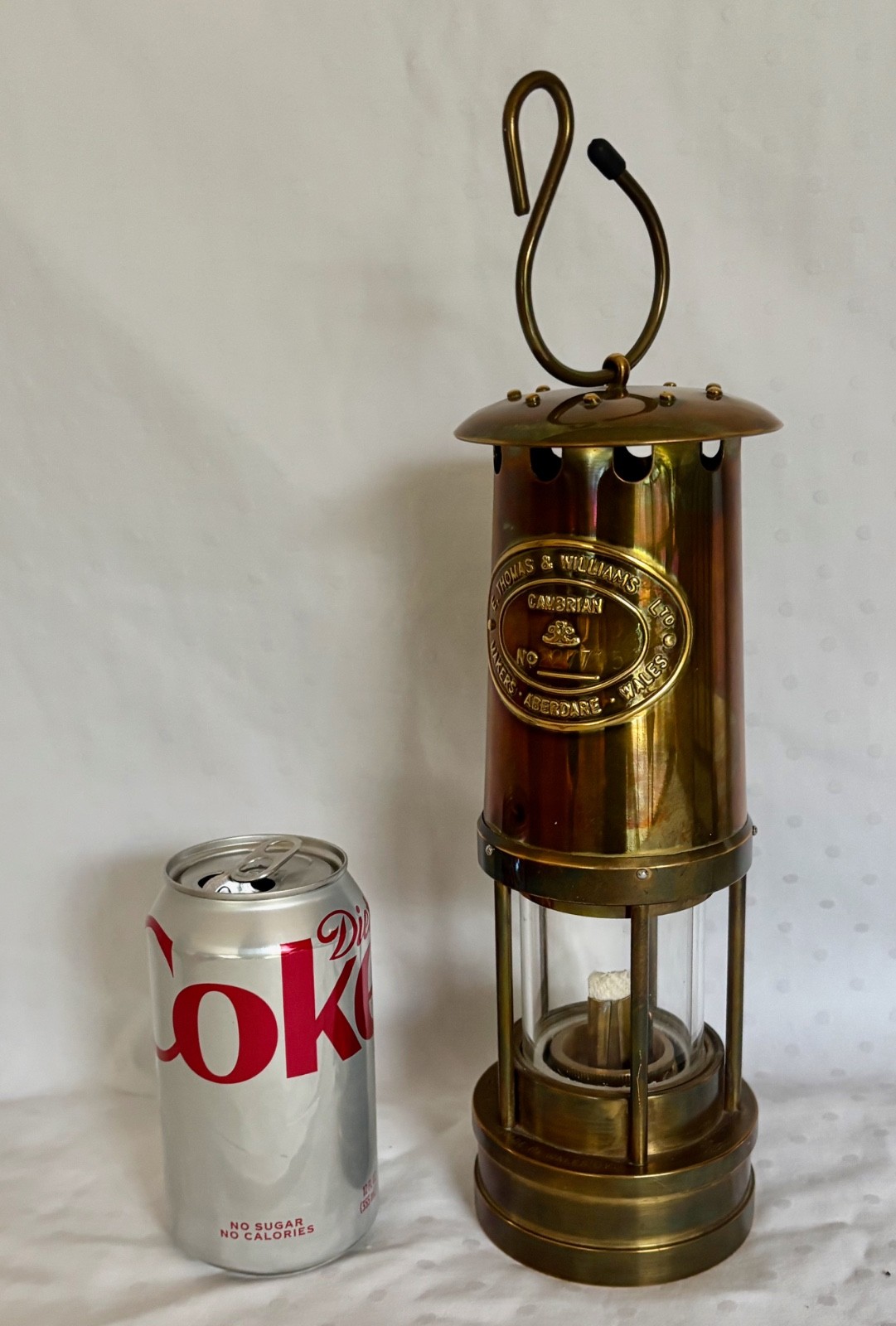 E Thomas & Williams Cambrian Miners Safety oil Lamp Brass glass 1991 Wales UK E Thomas & Williams Cambrian Miners Safety oil Lamp Brass glass 1991 Wales UK