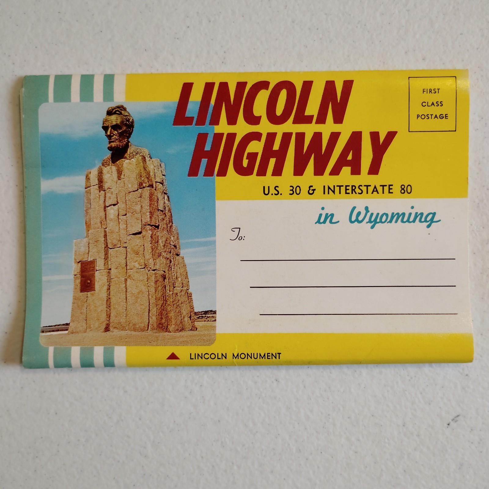 Lincoln Highway Wyoming Postcard Booklet Folder