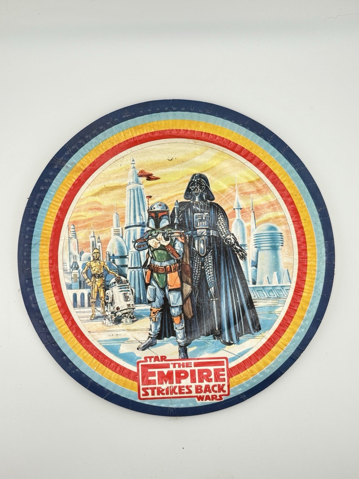Vtg Star Wars Empire Strikes Back PLATE Darth Vader Boba Fett Lionel Kiddie City Vtg Star Wars Empire Strikes Back PLATE Darth Vader Boba Fett Lionel Kiddie City