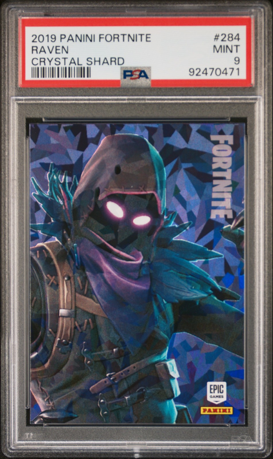 2019 PANINI FORTNITE CRYSTAL SHARD #284 RAVEN PSA 9