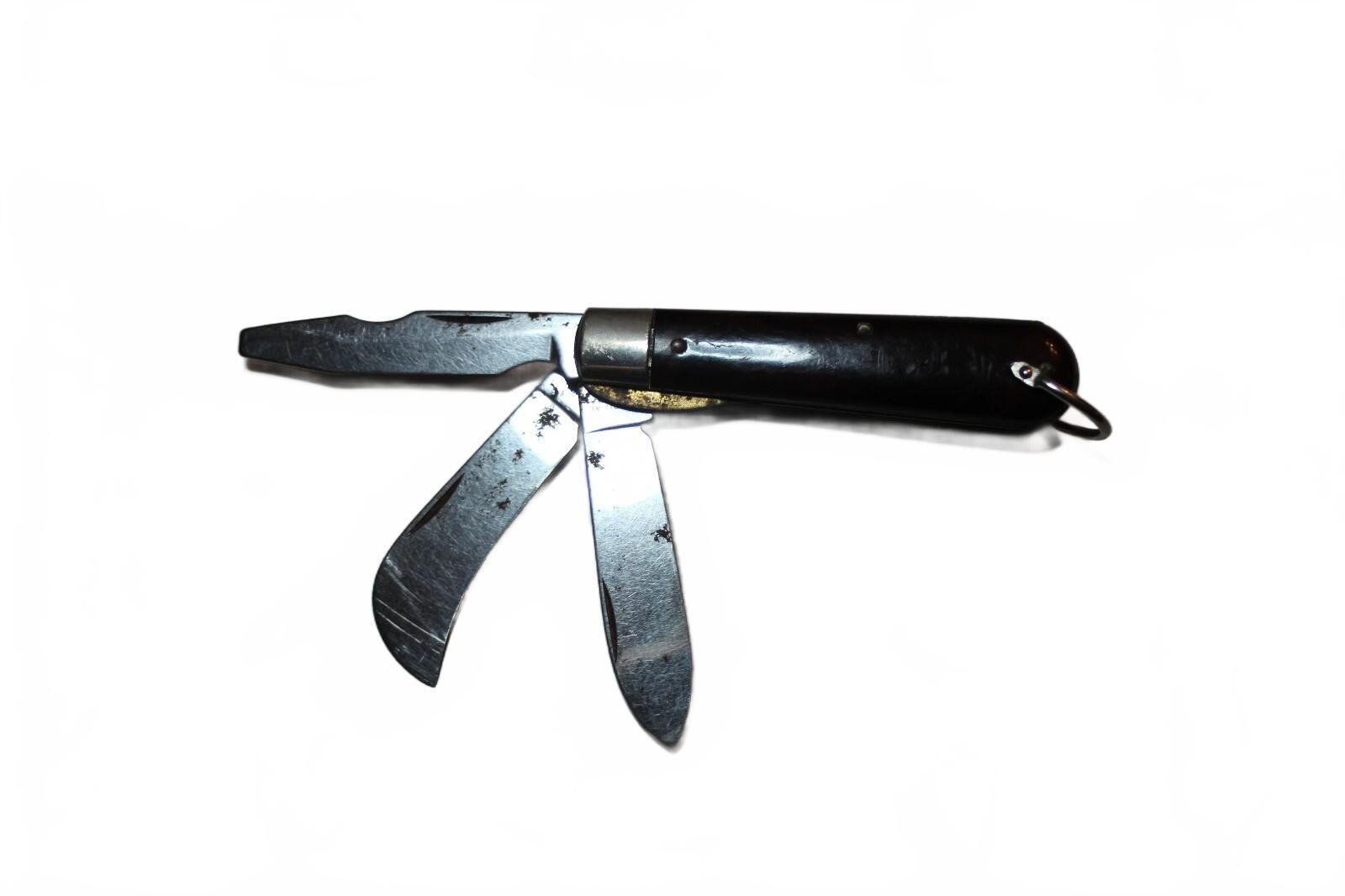 COLONIAL Vintage Electricians Pocket Knife 3 Blade Wire Stripper Screwdriver USA
