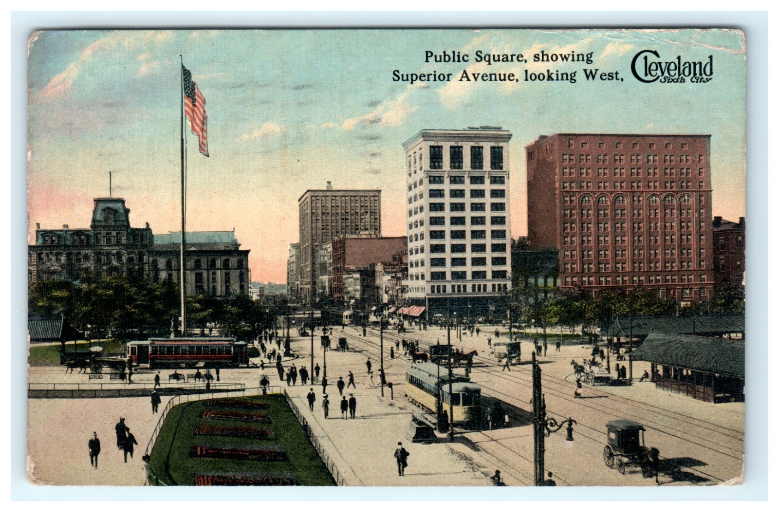 Public Square Showing Superior Avenue looking West Cleveland OH, Ohio - DAMAGED