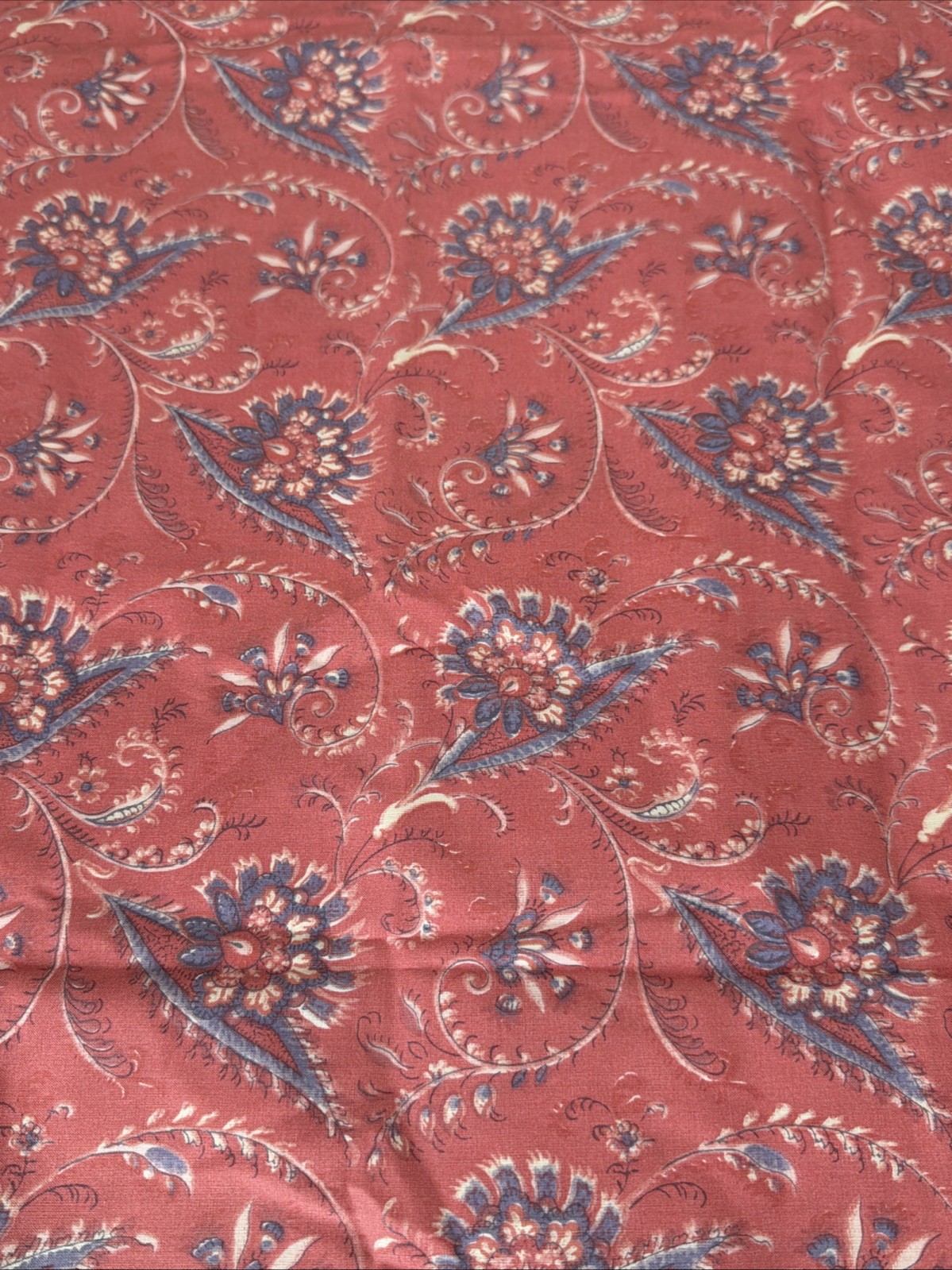 Vtg Charles Demery Tissu Souleiado French Provincial Cotton Fabric Red Paisley
