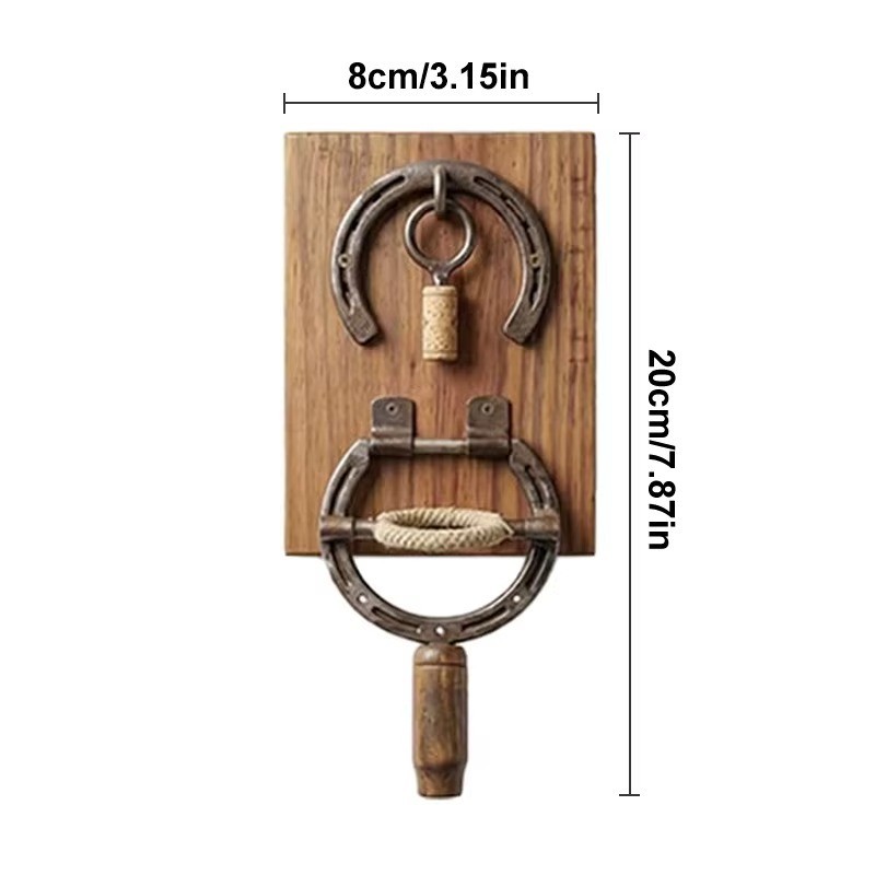Rustic Horseshoe Wall Mounted Wine Opener Vintage Kitchen Decor
