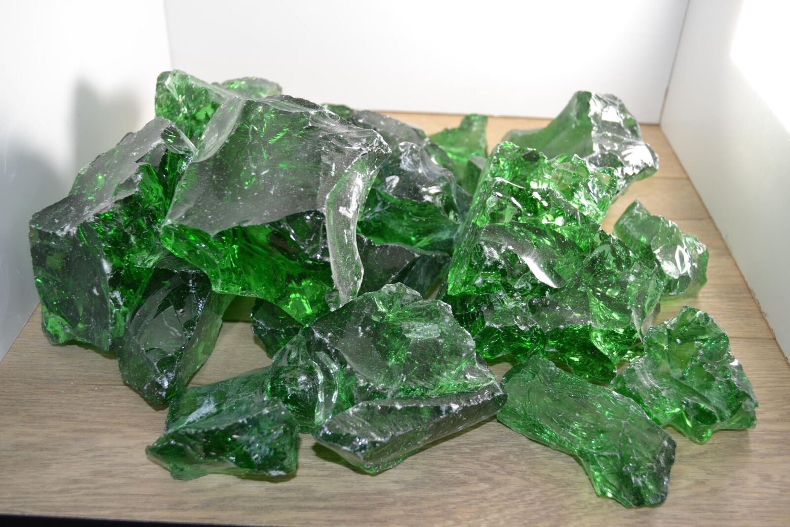 Green Slag Glass Chunks Pieces