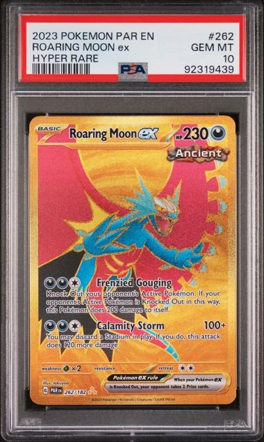 PSA 10 2023 POKEMON PAR EN-PARADOX RIFT #262 ROARING MOON ex HYPER RARE