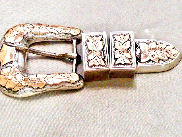 VINTGE  10k gold/Sterling silver  HALLMARKED  vintage ranger belt buckle set