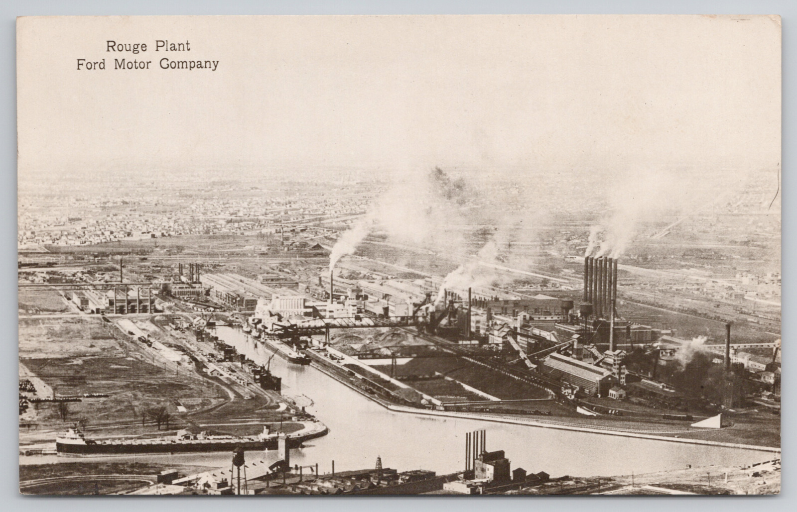 Rouge Plant Ford Motor Company Detroit c1930s Aerial RPPC Postcard - Unposted 2