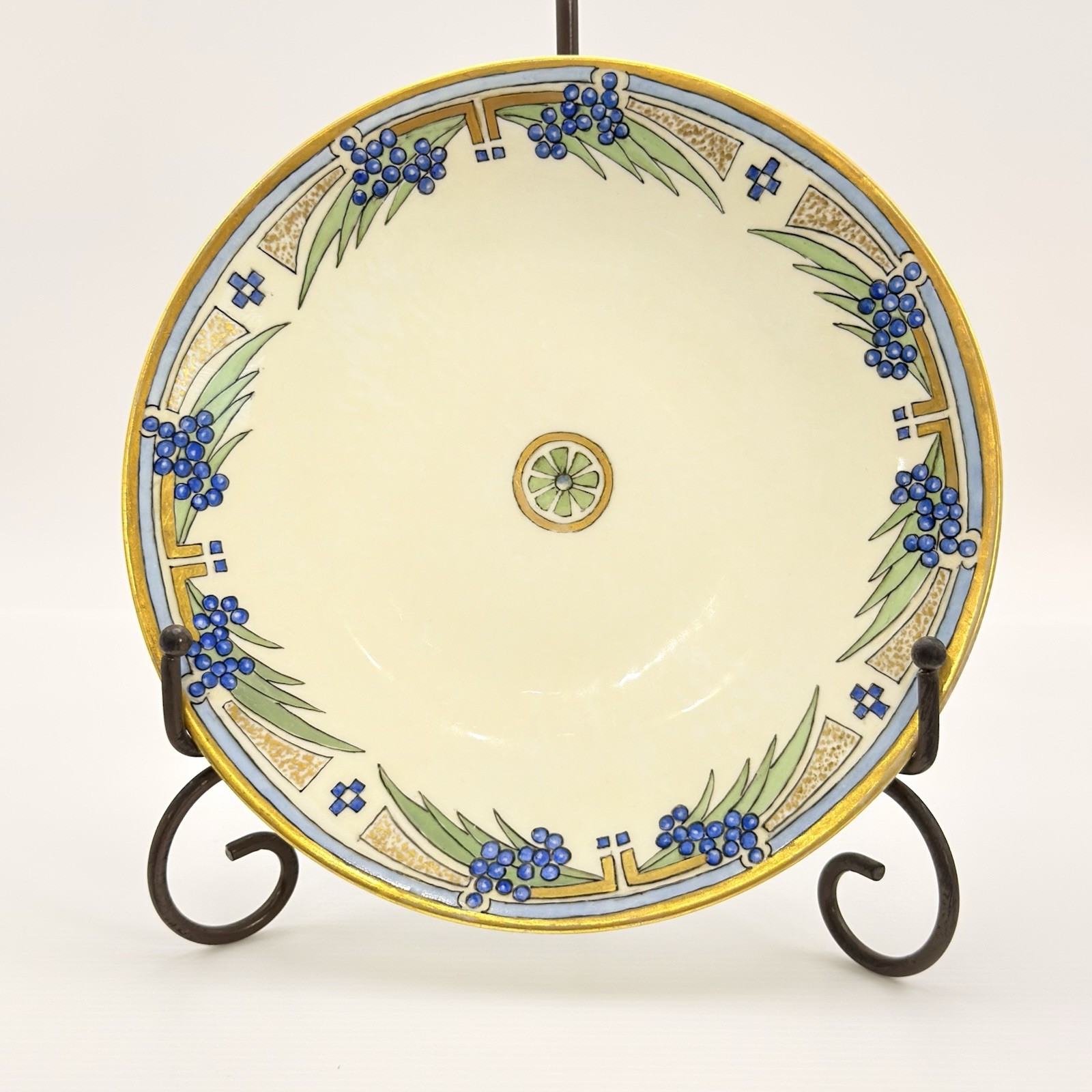 Antique 1919 T&V Limoges France Hand Painted Floral Plate Gold Gilt 9”