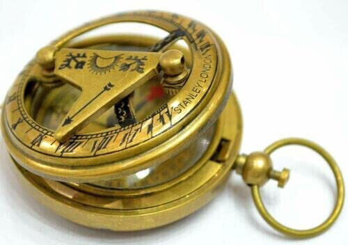 Marine Gilbert Sundial Handmade Lot Of 10 Antique Nautical Brass Compass Sons