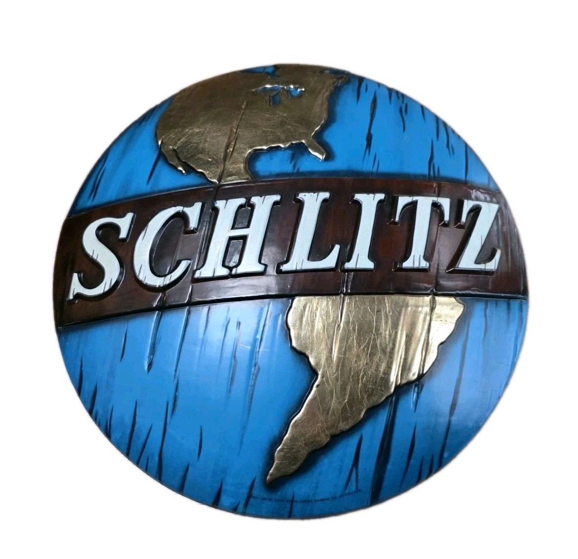 Vintage 1969 Schlitz Beer World Earth Globe Round Sign Milwaukee Wisconsin VTG