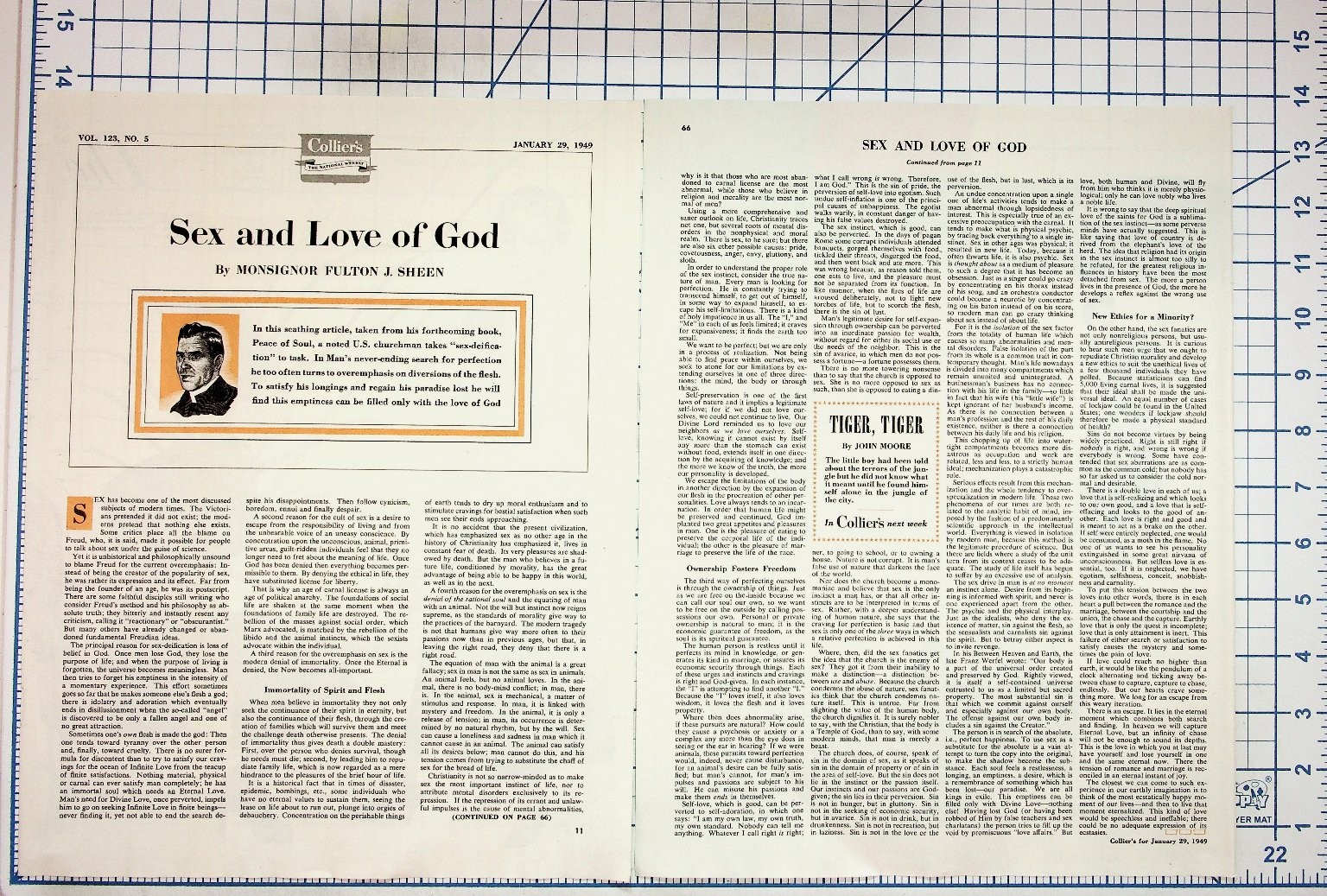 1949 Collier's Magazine Page Fulton J. Sheen Sex & Love of God Article Vintage