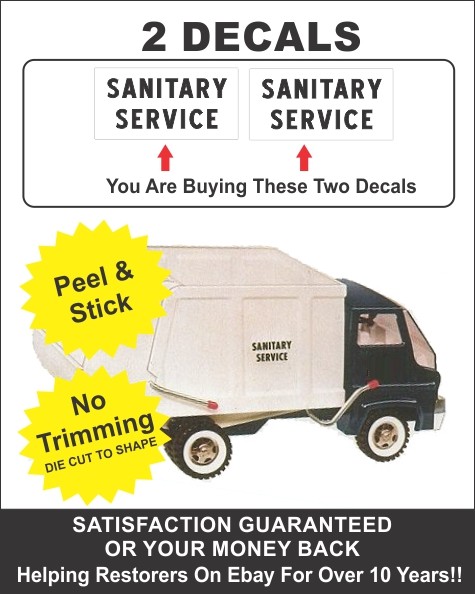 Vintage   Mighty Dump Truck Sanitation Sanitary Service Decals For Tonka