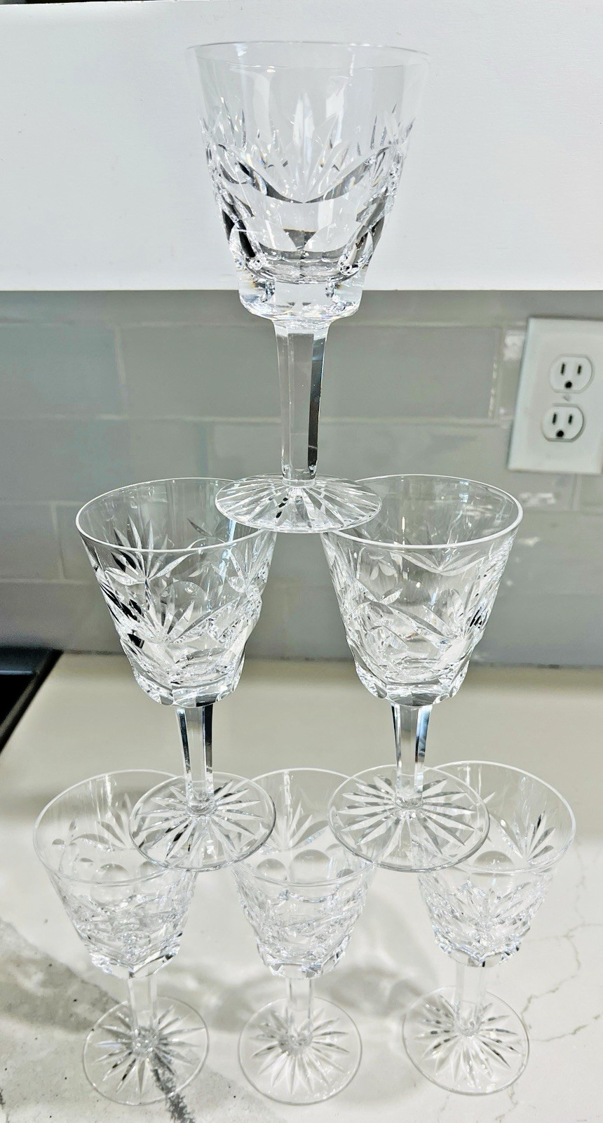 x6 Waterford Ashling Crystal Claret Wine Glasses 5-7/8\ x6 Waterford Ashling Crystal Claret Wine Glasses 5-7/8\