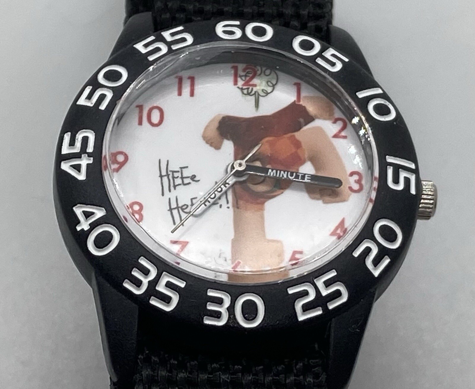 Disney Licensed Watch New Battery Black Canvas Hook/Loop Strap Kids Boys Girls