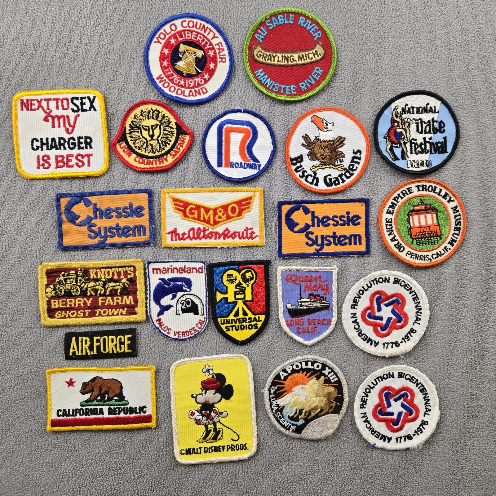 Vintage Lot 41 Patches Railroad Disney Apollo 13 Military Travel Amusement Parks