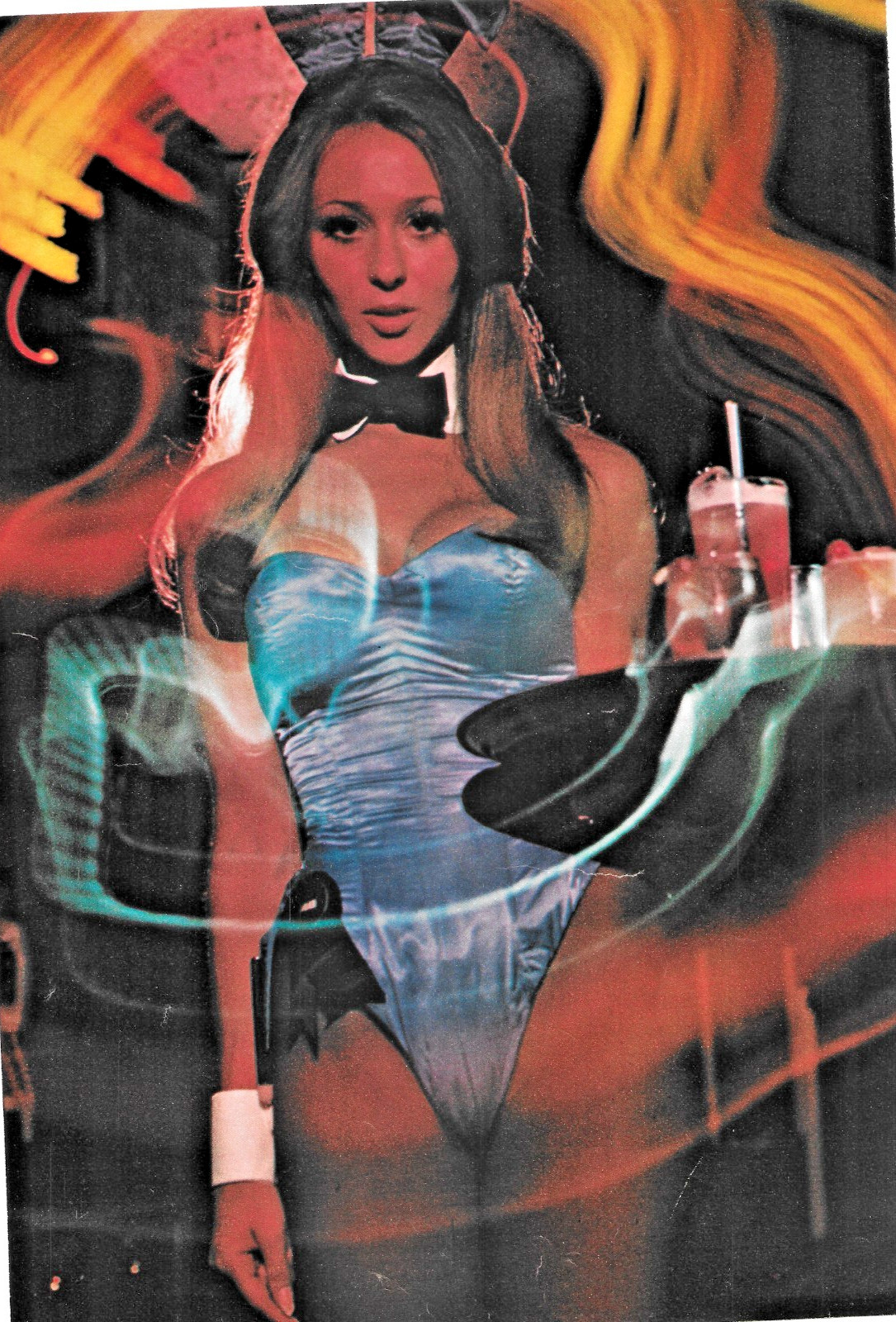 1970\'s Playboy Club Bunny with Drinks and Aura Bar Art Man Cave Print Pinup
