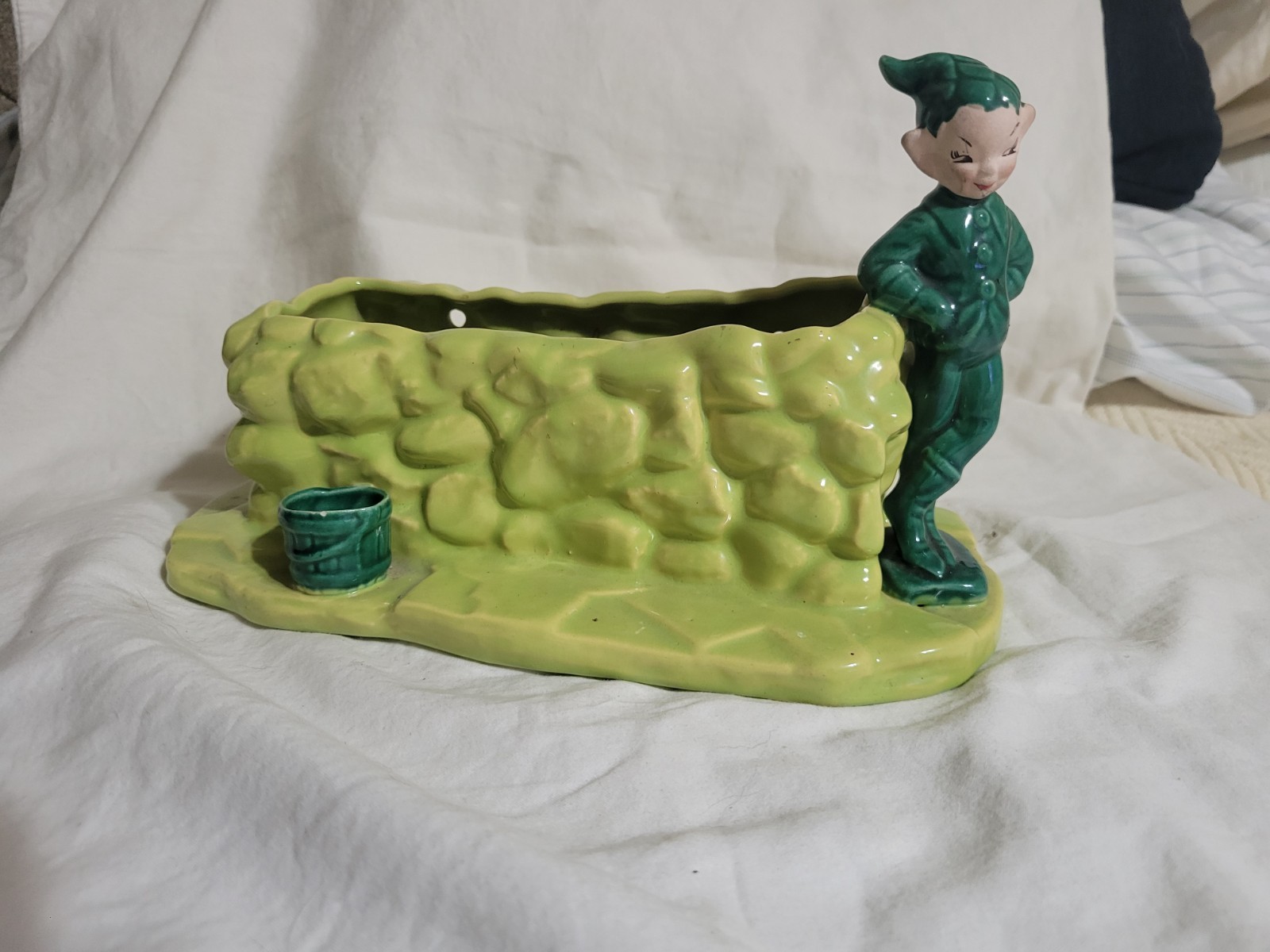 VNTG Ceramic Pixie Elf Wall Pocket Planter 1950s 6\