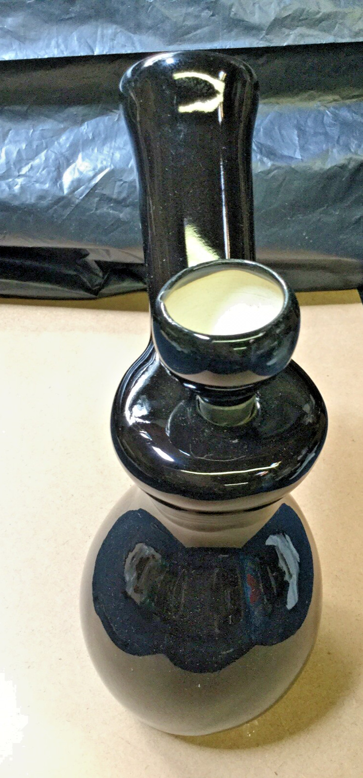 Vintage Org Nikki Glass Unused Very Rare black  8 “  Bong Ceramic Woodstock 70s