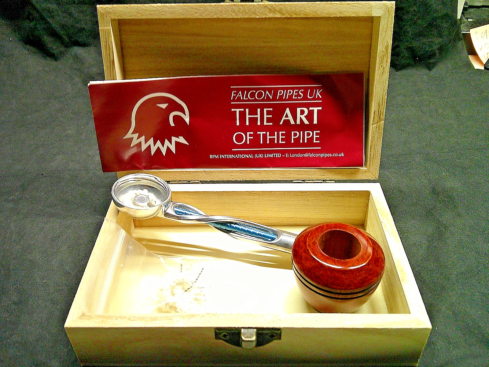 ✔️NEW FALCON PIPE BRIAR BULLDOG BOWL #AN 11 BLUE SHILLELAGH STEM BOX -C