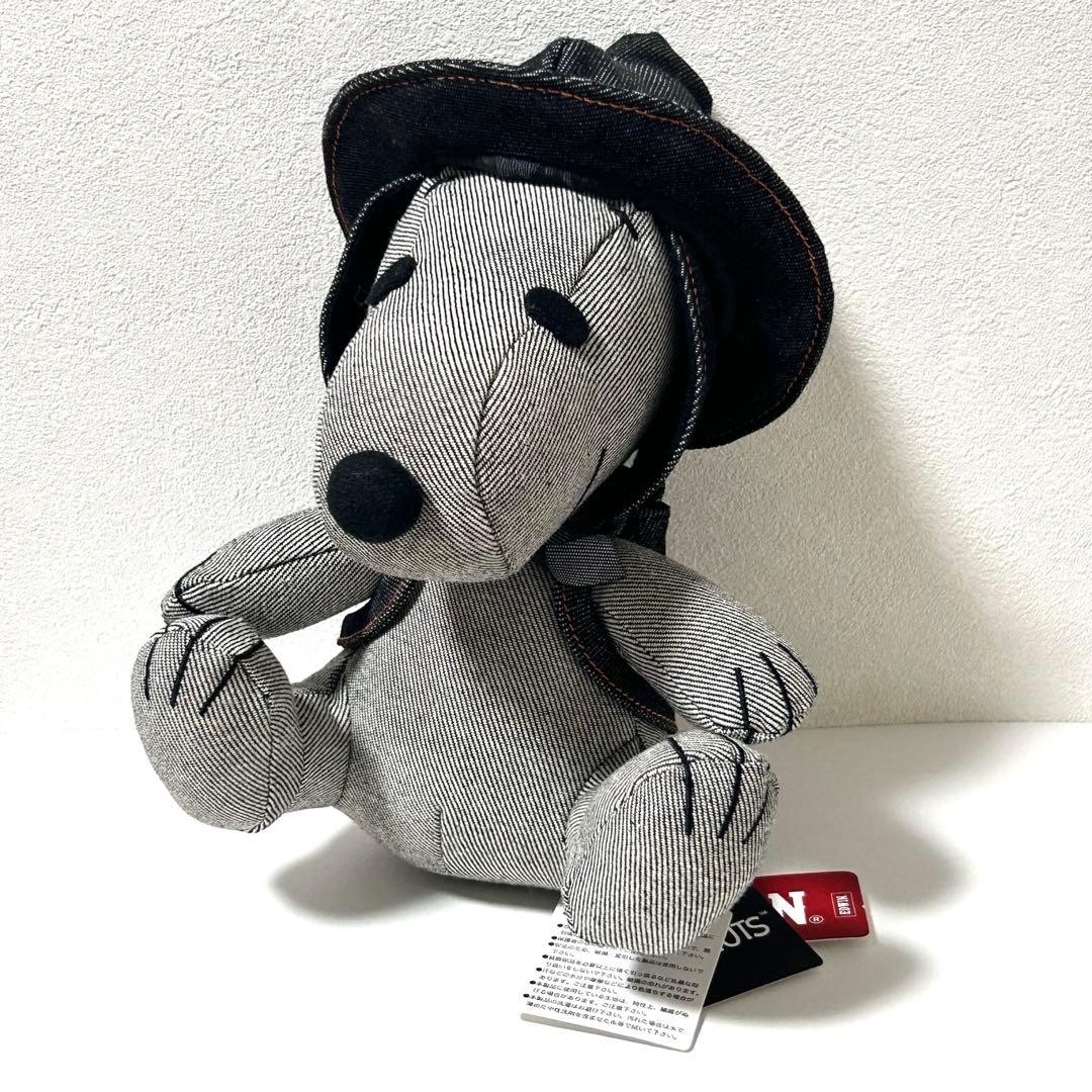 PEANUTS Snoopy x EDWIN Black Denim Plush Toy Collaboration Tag Attached