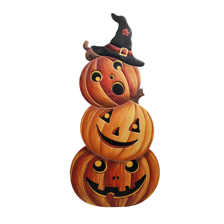 Vintage Inspired Halloween Stackable Pumpkins METAL Porch Sign 24\