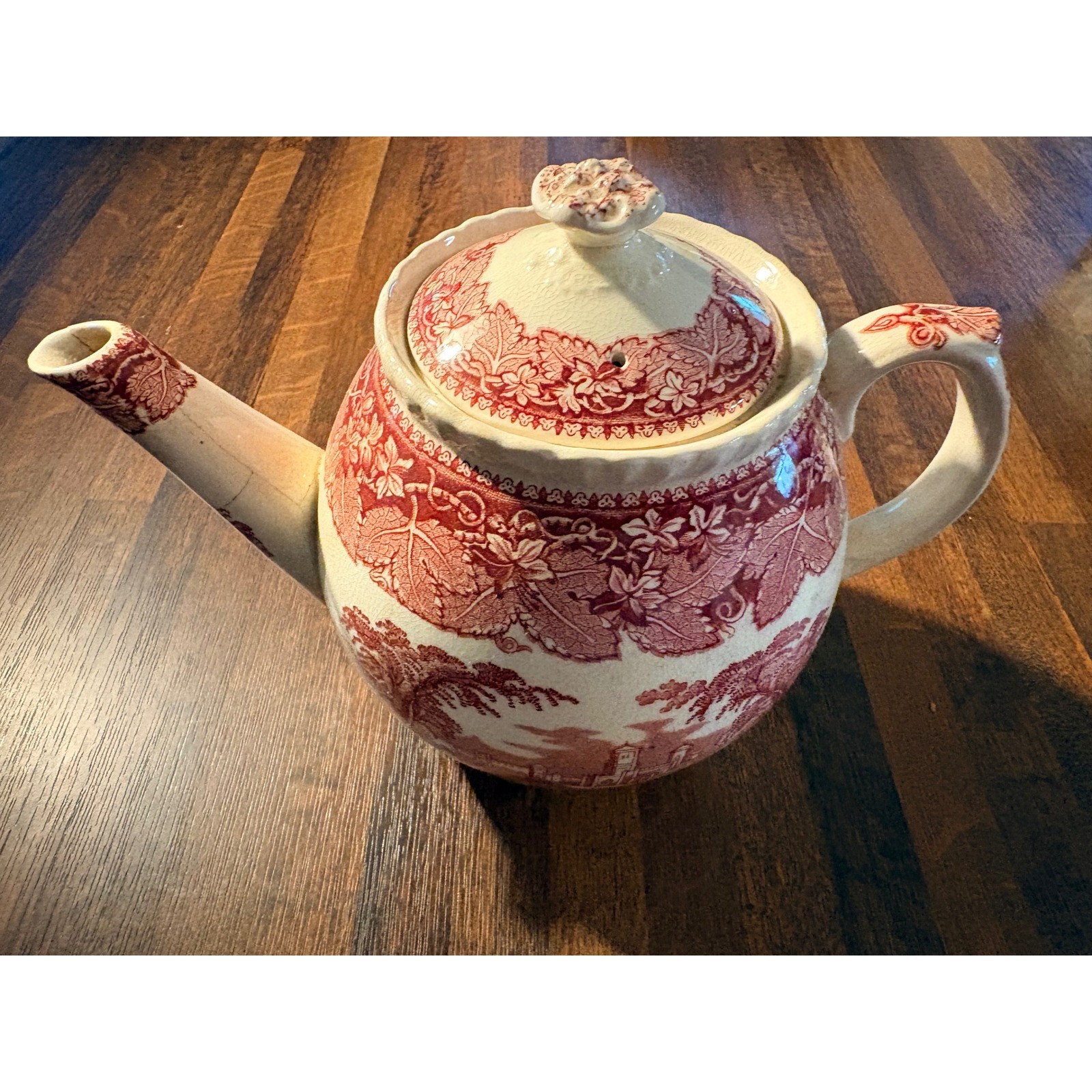Vintage Mason's Ironstone Teapot – Red Transferware – Made in England