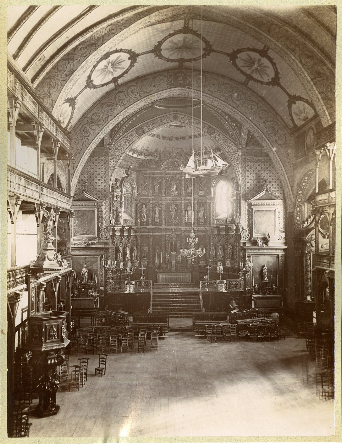 France, Saint Jean de Luz, Interior of the'Eglise Saint Jean Baptiste vintage