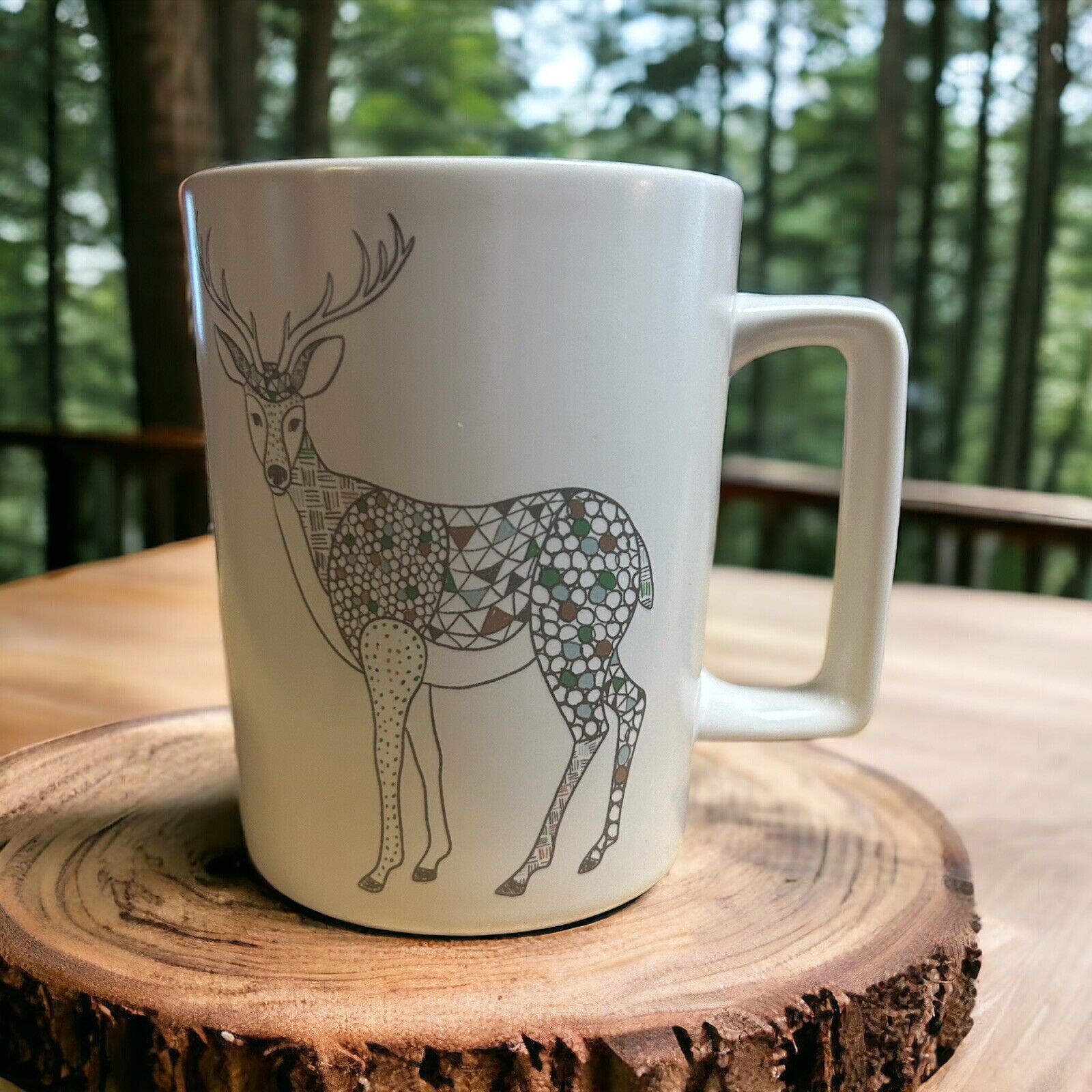 Starbucks Mosaic Festive Deer Cup/mug  12fl. oz. 2017