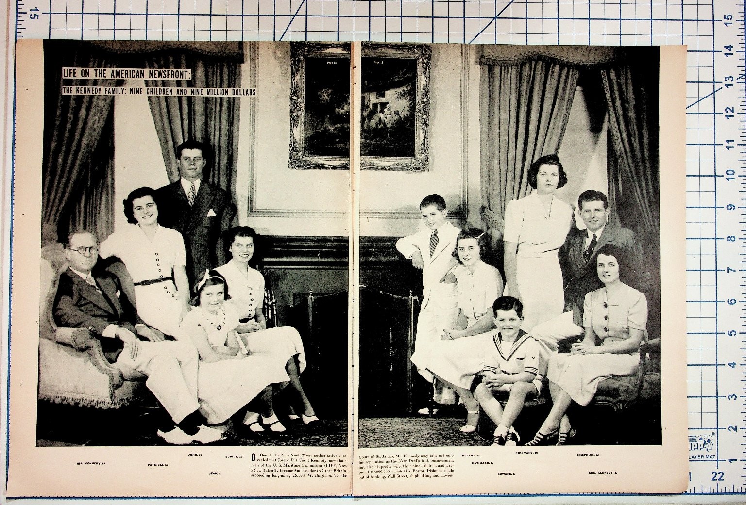 Vintage 1939 LIFE Magazine Kennedy Family Photo Joseph JFK Rose Patricia Jean Vintage 1939 LIFE Magazine Kennedy Family Photo Joseph JFK Rose Patricia Jean