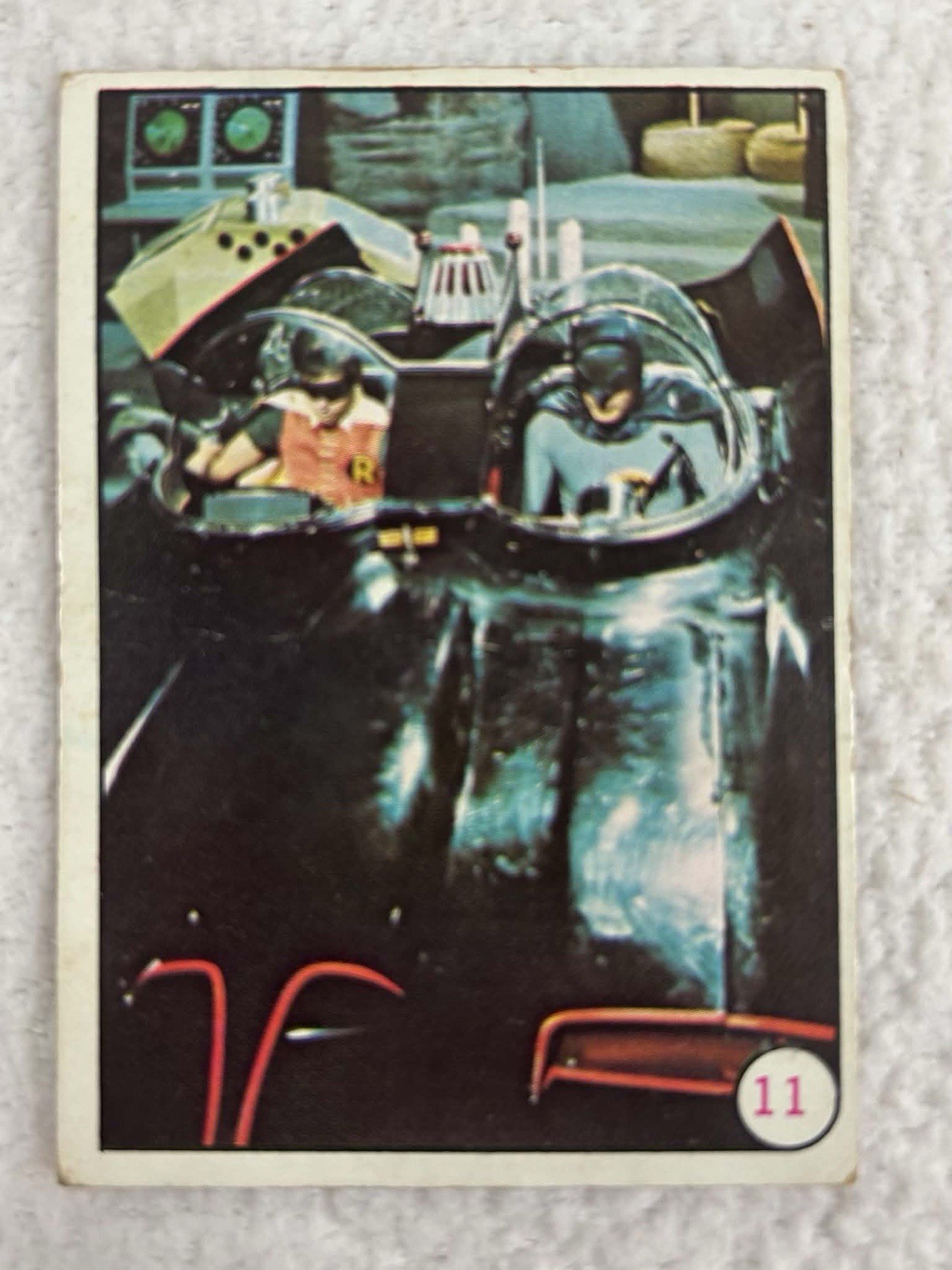 1966 Topps Bat Laffs Batman #11 Batmobile Vintage Trading Card Robin
