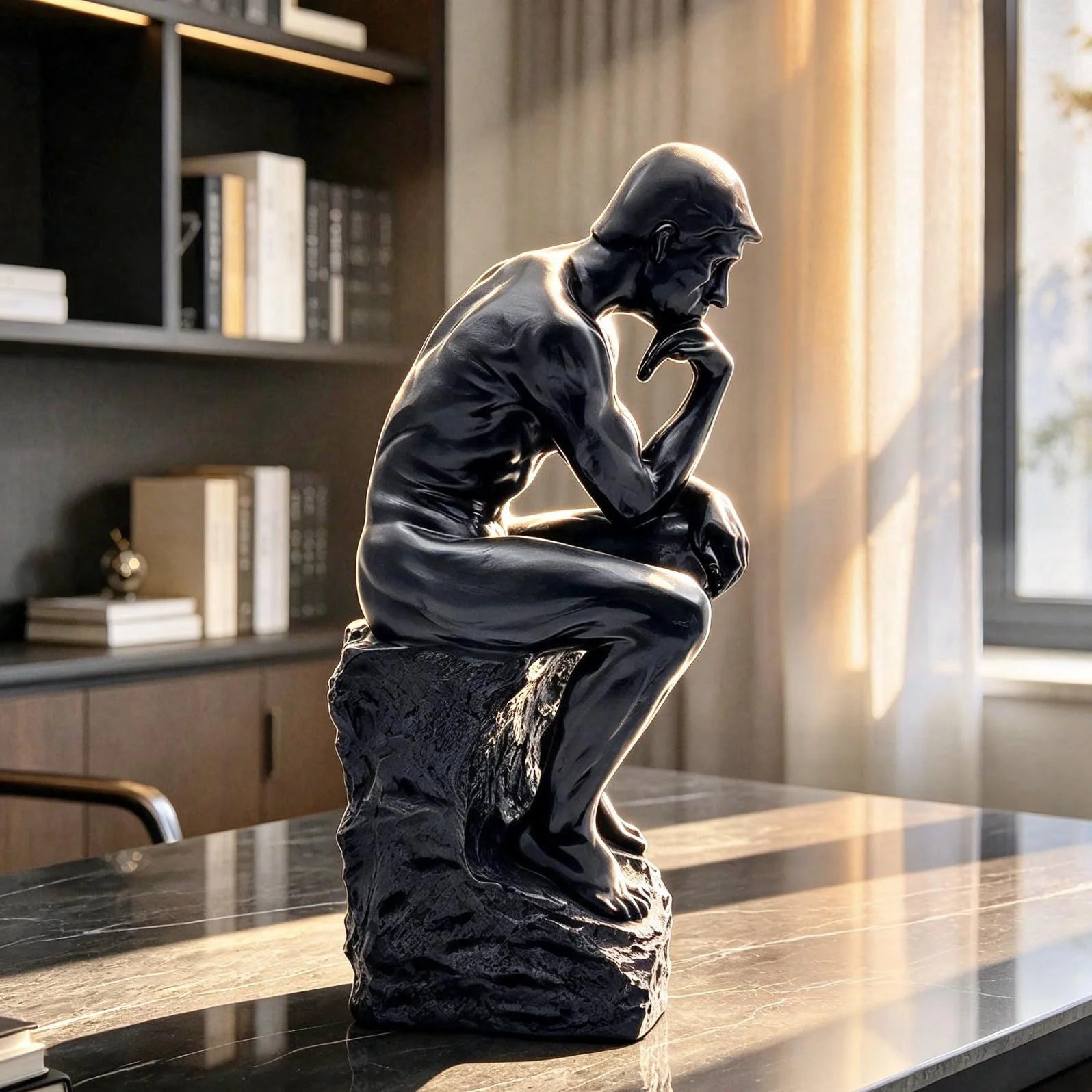 FUNSXBUG 10 Inch Resin The Thinker Statue Thinking Man