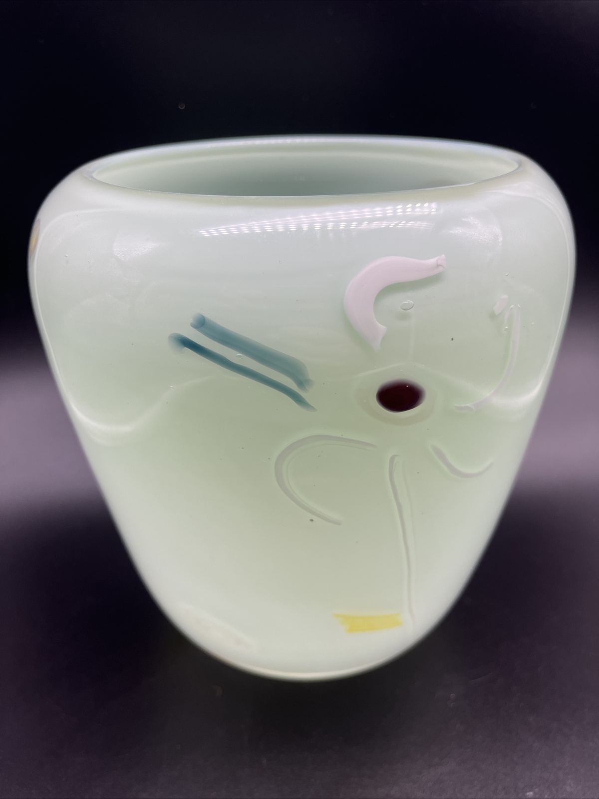 Vintage Bruce Pizzichillo - Gordon Studio Art Blown Glass Vase 90’s Stunning EUC