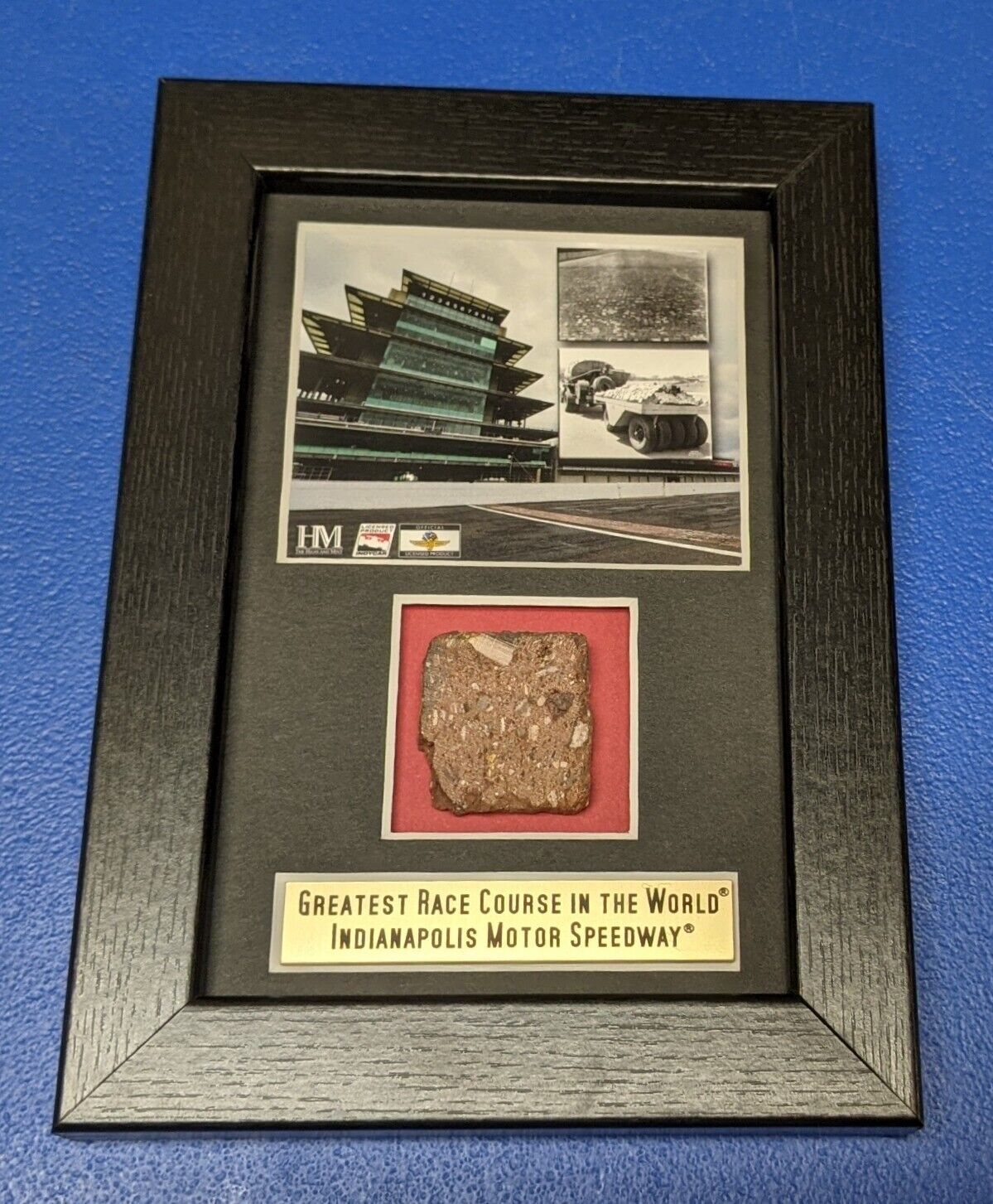 Indianapolis Motor Speedway Asphalt Brick Piece Framed Commemorative Photograph 