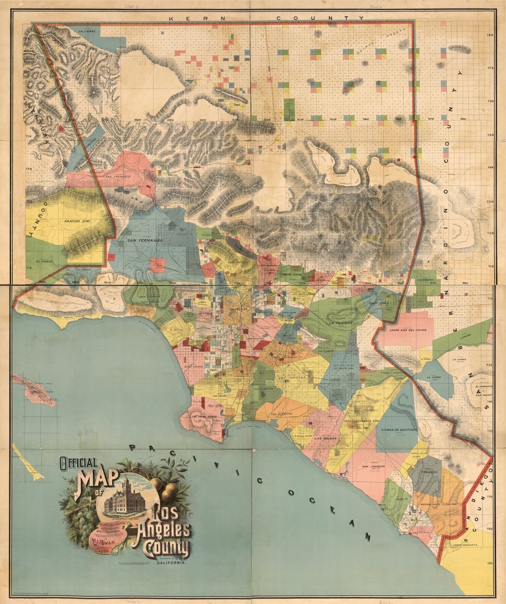 Los Angeles California Vintage Map Travel Poster