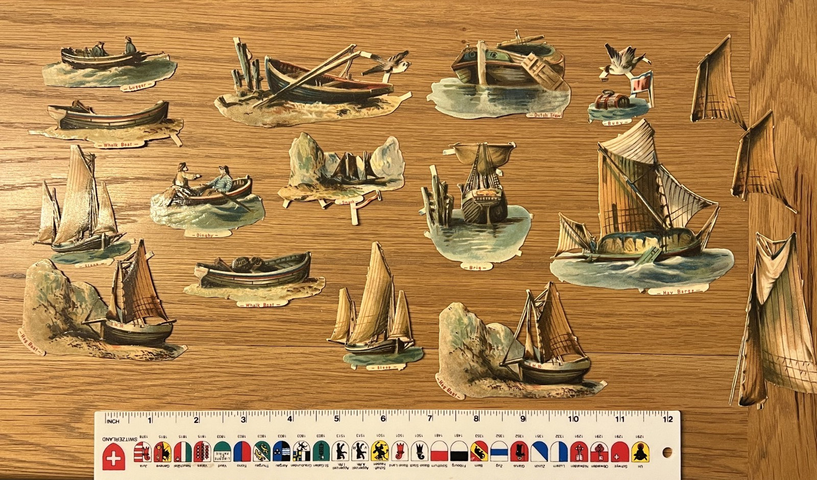 Rare Vintage Raphael Tuck and Sons [Germany] Relief Scraps - Boats