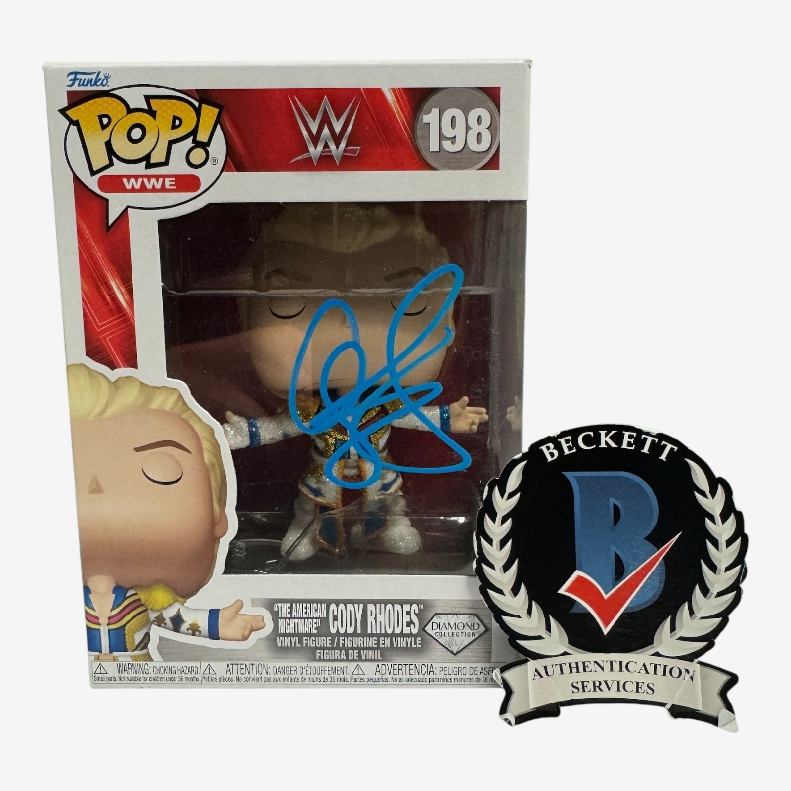 Cody Rhodes Signed Autograph WWE Funko Pop 198 Beckett The American Nightmare