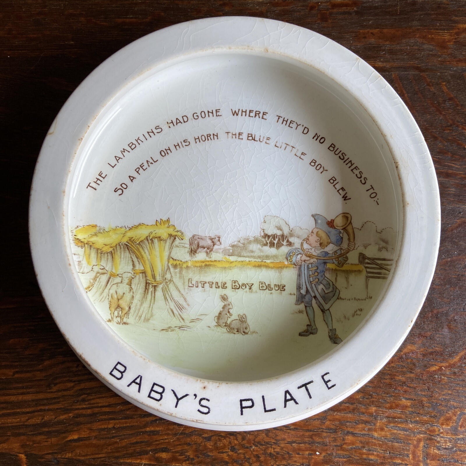 Antique Baby’s Plate Shelley, Late Foley, England, Earthenware,  Little Boy Blue