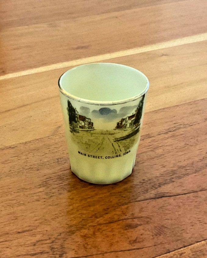 Antique Custard Uranium Glass Toothpick Holder Shot Glass Main St Collins Iowa