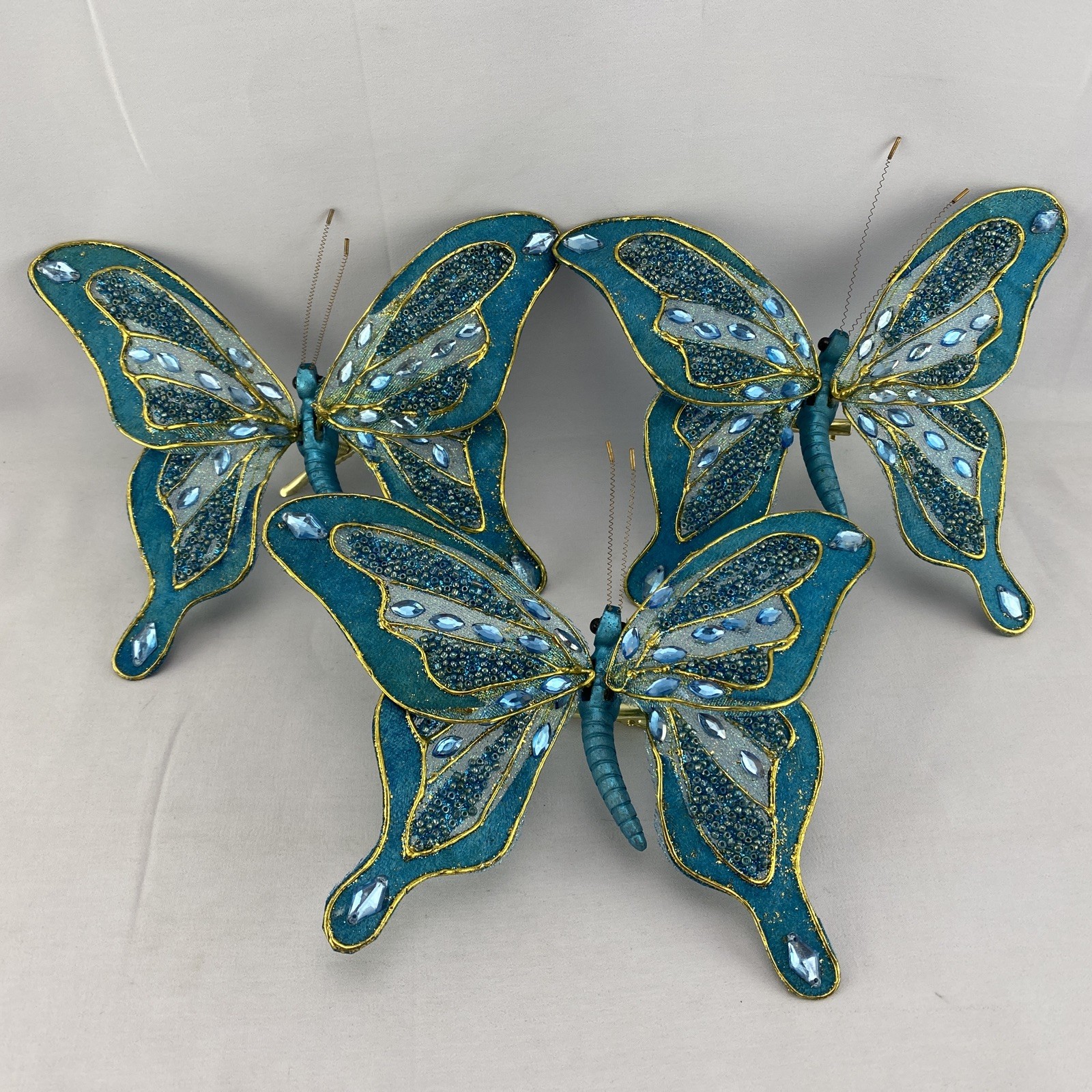 Pier 1 (2 )Beautiful clip on Butterflies, Blue & Silver embellished ornaments Pier 1 (2 )Beautiful clip on Butterflies, Blue & Silver embellished ornaments