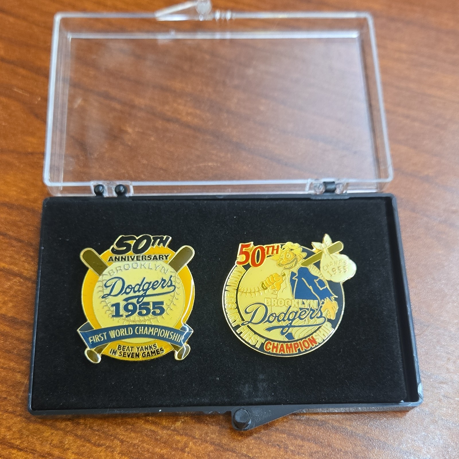 Vintage Brooklyn Dodgers 50th Anniversary 1955 First World Championship Pin Set