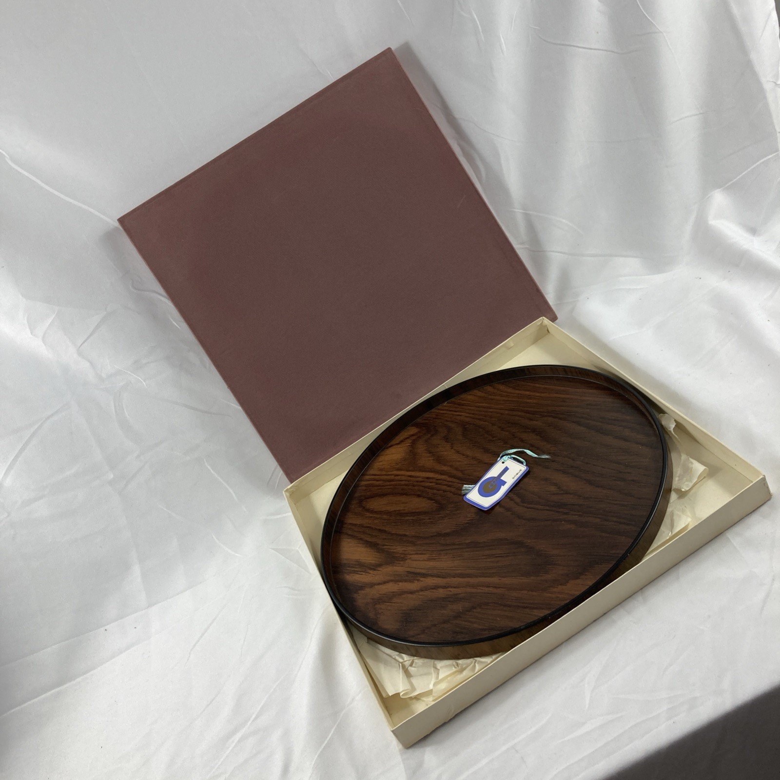 VTG Japanese Tea Tray Wood Pattern Serving Plate 13\