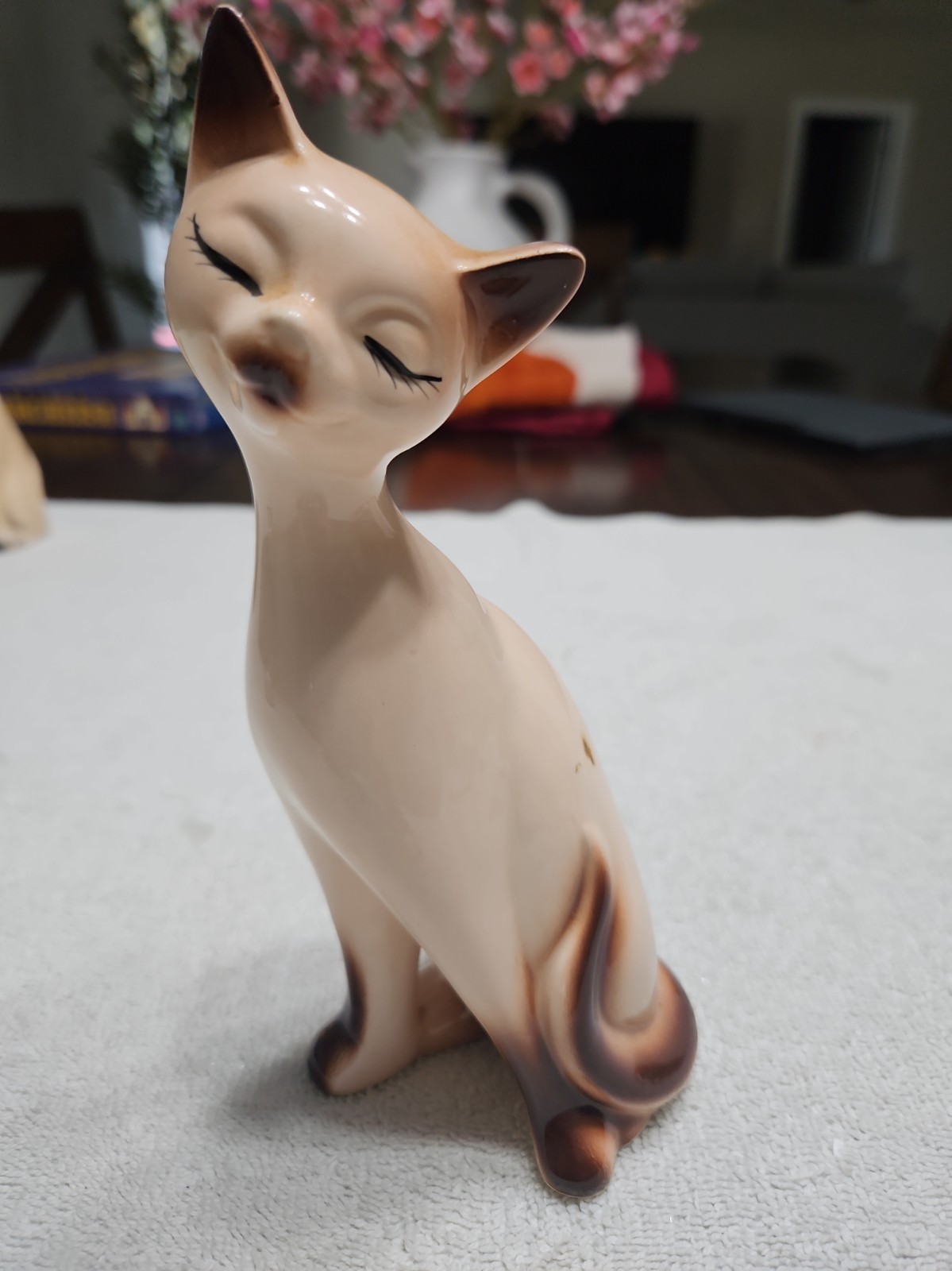 Vintage Japan Porcelain Siamese Cat Figurine 7.25\