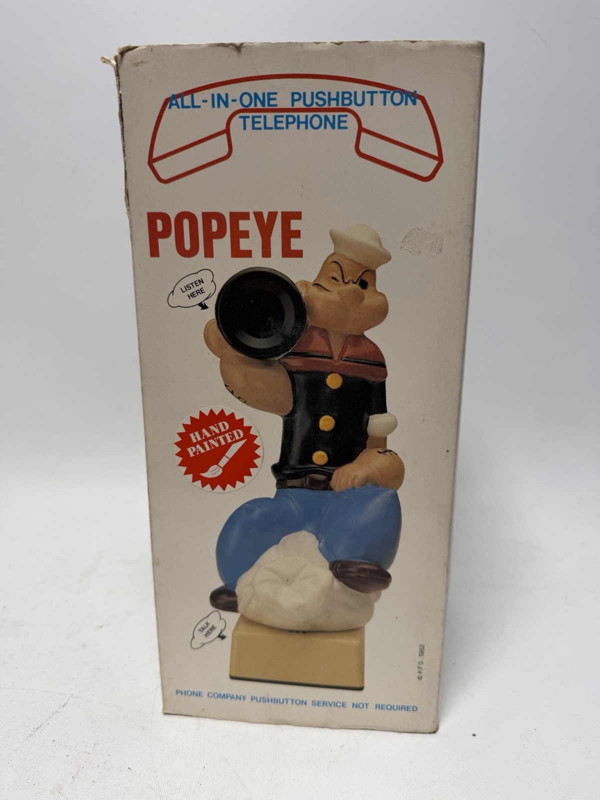 Vintage POPEYE the Sailor Corded Landline TelePhone 1982 Novelty With Box