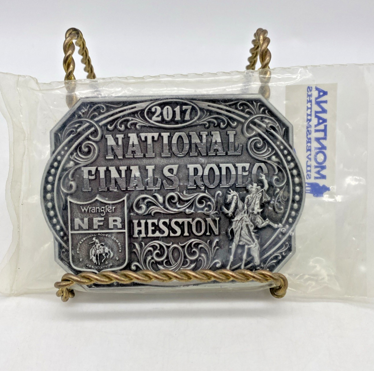 Hesston 2017 National Finals Rodeo NFR Wrangler Small 3.375 x 2.375 belt buckle
